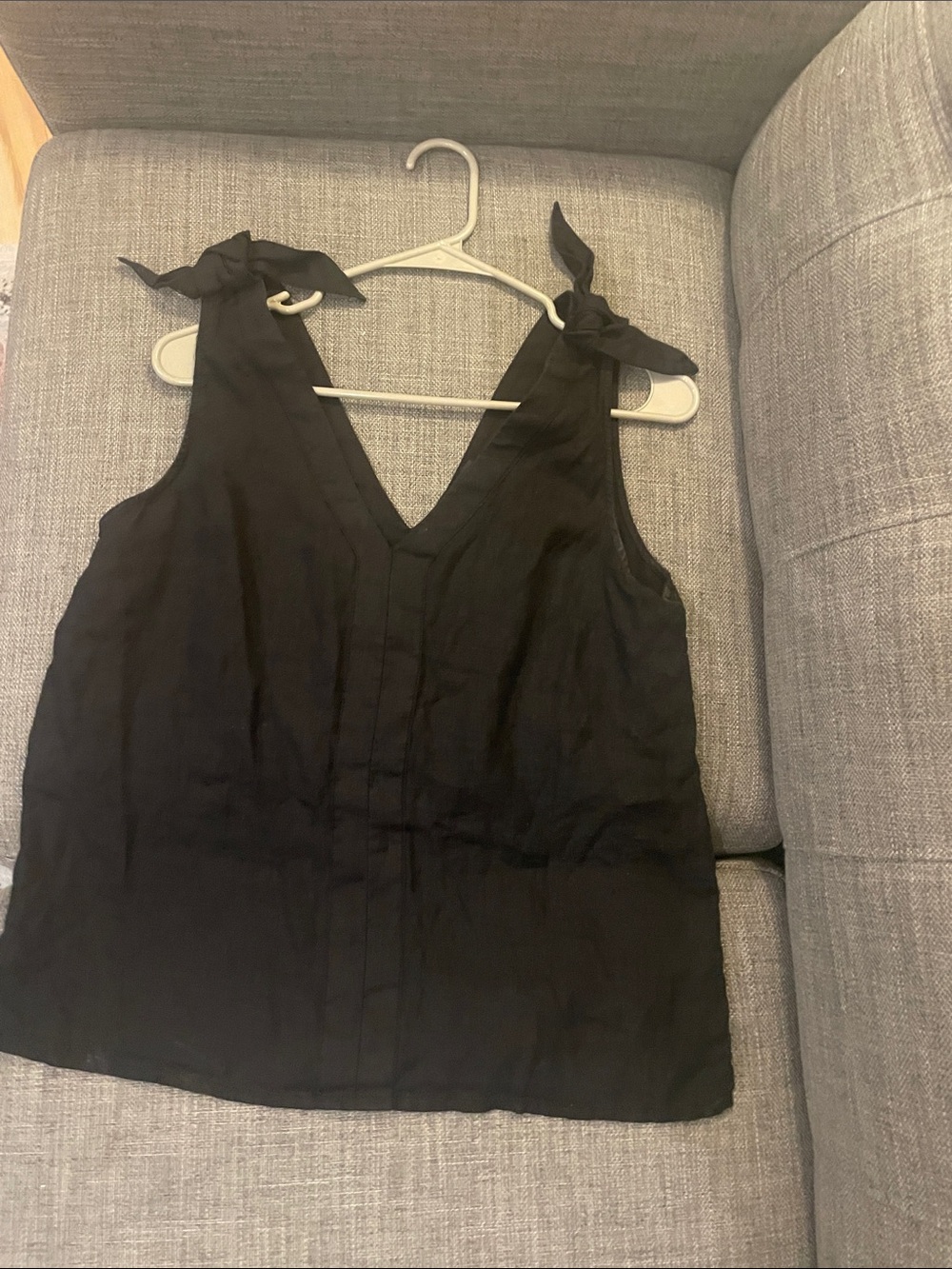 J. Crew Black Tie-Shoulder V-Neck Tank
